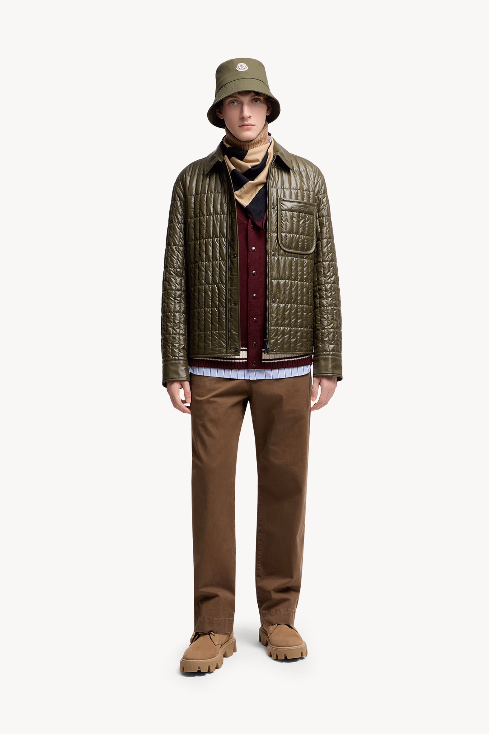 Pantalones de gabardina de algodón Hombre Marrón Moncler 0